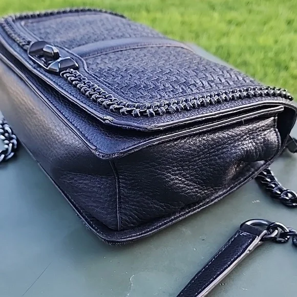 Rebecca Minkoff Love Chevron Quilt Black Leather Crossbody Bag - Picture 6 of 14